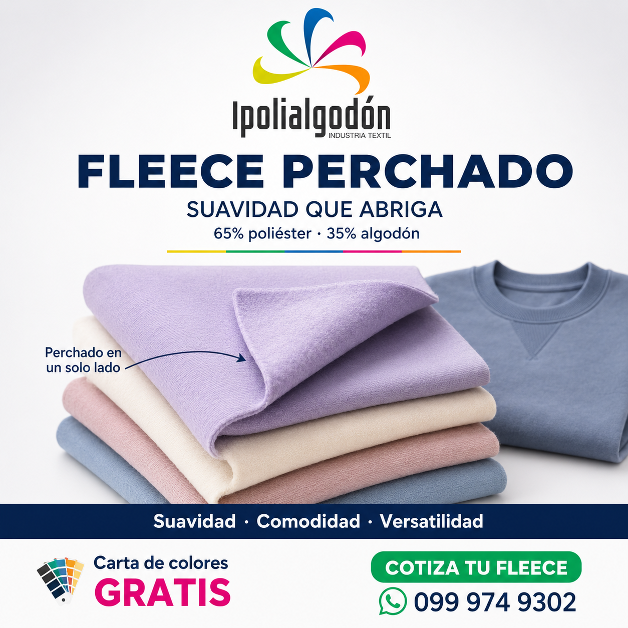 Tela fleece para buzos, sudaderas y joggers