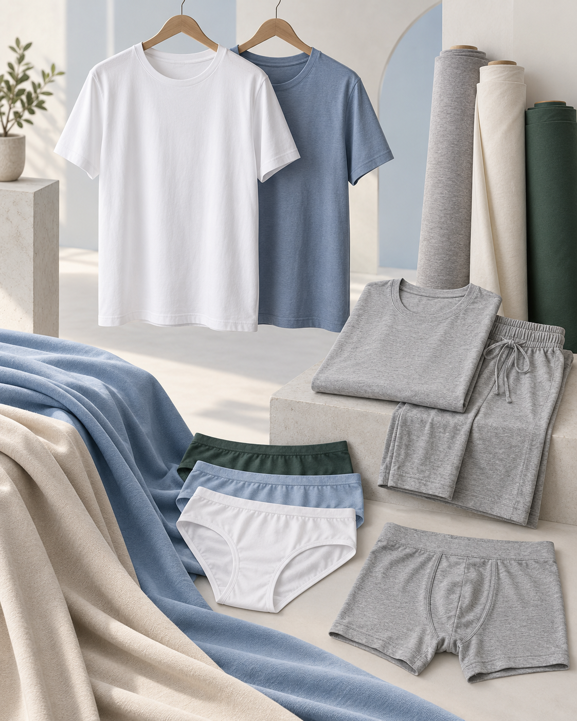 Camisetas, pijama y ropa interior confeccionados con tela jersey